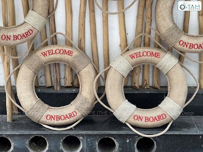 Phao cứu sinh decor chữ welcome vải bố [Mộc mạc - ĐK47cm] PHAOCUUSINH-03